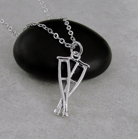 Crutches Charm Sterling Silver Crutches Charm Sterling Silver