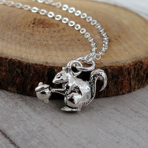 Squirrel Necklace, Silver Plated Squirrel Charm Necklace, Chipmunk Charm Necklace, Nature Charm, Critter Charm, Squirrel Gift Jewelry