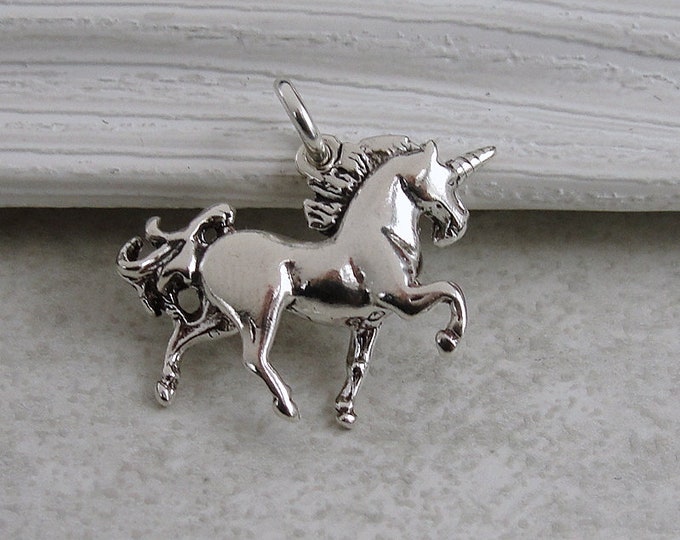 925 Sterling Silver 3D Unicorn Charm, Flying Horse Charm, Unicorn Pendant, Bracelet Charm, Necklace Charm, Unicorn Gift Jewelry