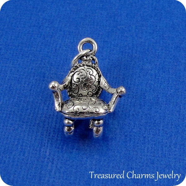 Antique Chair Charm - Silver Armchair Charm for Necklace or Bracelet