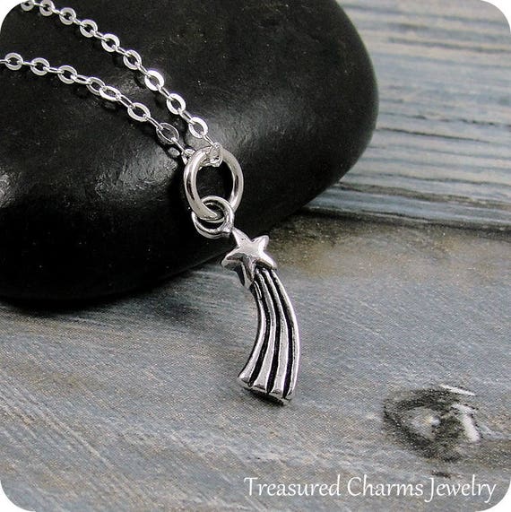 Shooting Star Necklace Sterling Silver Shooting Star Charm on a