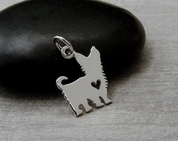 Sterling Silver Yorkshire Terrier Charm, Yorkie Charm for Necklace or Bracelet, Yorkie Gift, Yorkshire Terrier Gift, Yorkie Jewelry