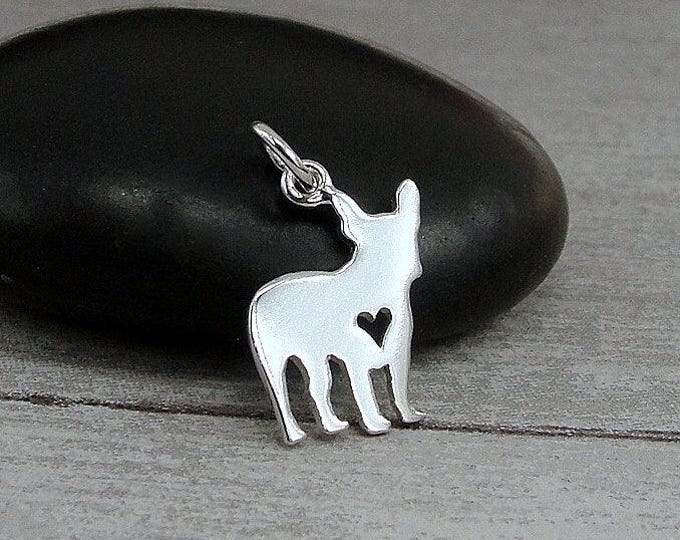 Sterling Silver French Bulldog Charm, Boston Terrier Charm for Necklace or Bracelet, French Bulldog Gift, 925 French Bulldog Jewelry