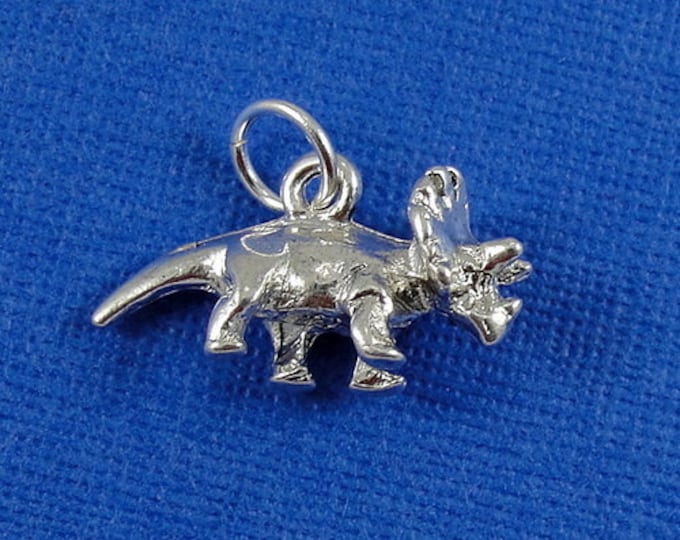Triceratops Charm - Silver Plated Triceratops Charm for Necklace or Bracelet