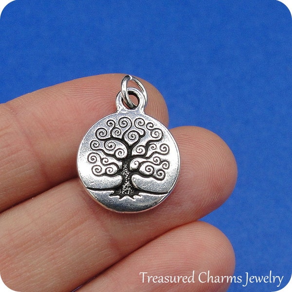 Silver Tree of Life Charm, Tree of Life Pendant, Family Tree Charm, Simple Tree Charm, Nature Pendant, Necklace Charm, Bracelet Charm