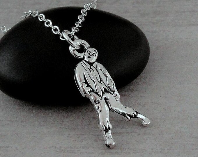 Zombie Necklace, Silver Plated Zombie Charm Necklace, Halloween Charm, Horror Movie Charm, Goth Charm Jewelry, Zombie Gift, Zombie Jewelry