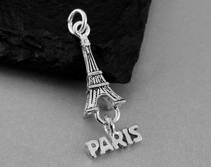 Paris Charm, Silver Plated 3D Eiffel Tower Charm for Necklace or Bracelet, France Charm, Paris Pendant, Paris France Gift Jewelry