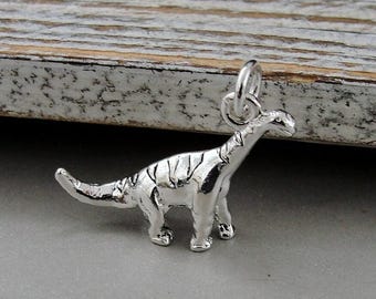 Brontosaurus Charm, Brachiosaurus Charm, Silver Plated Dinosaur Charm for Necklace or Bracelet, Dino Charm, Dinosuar Gift, Dinosaur Jewelry