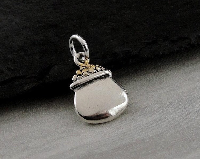 925 Sterling Pot of Gold Charm, St Patrick's Day Charm, Lucky Leprechaun Charm, Bracelet Charm, Necklace Charm, Luck of the Irish Charm