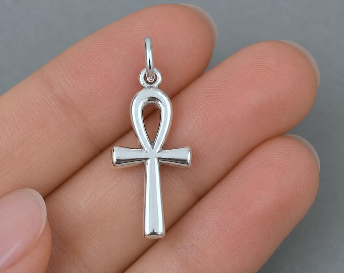 Ankh Charm, 925 Sterling Silver Egyptian Ankh Charm for Necklace or Bracelet, Egyptian Charm, Ancient Egypt Charm, Egyptian Gift Jewelry