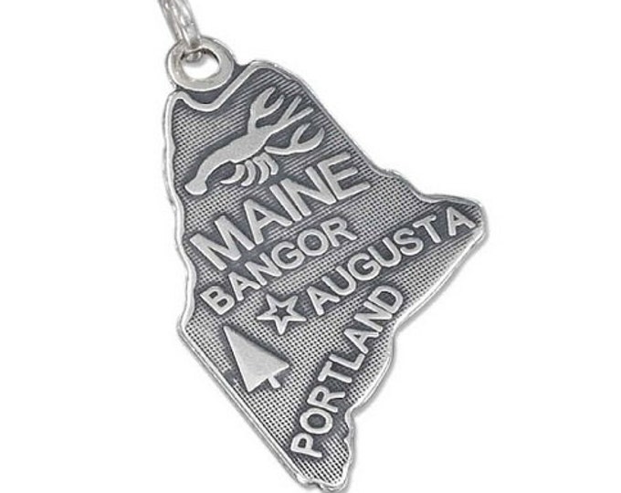 Maine Charm - Sterling Silver State of Maine Charm for Necklace or Bracelet