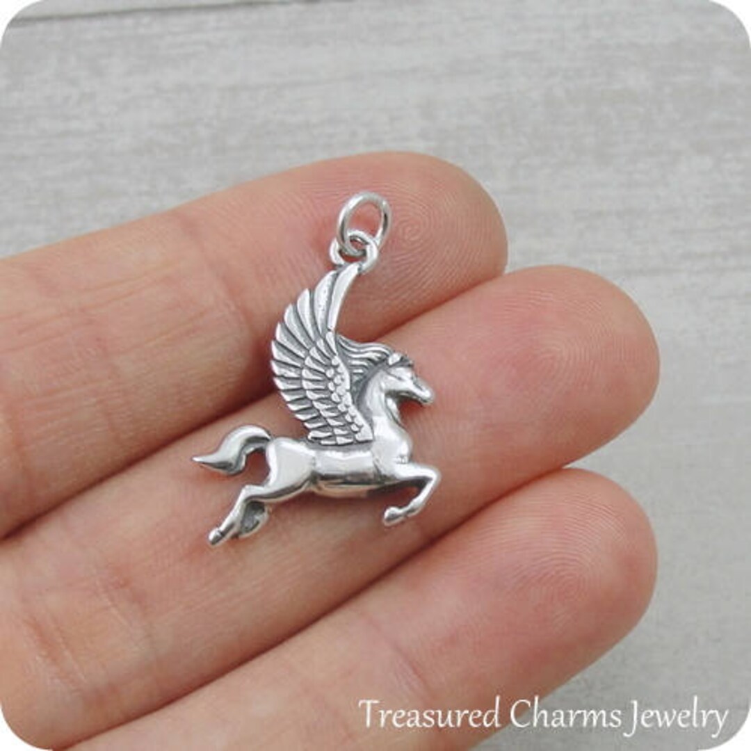 Pegasus Charm Sterling Silver Pegasus Charm for Necklace or Bracelet Etsy