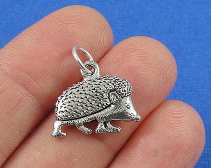 Hedgehog Charm - Silver Plated Hedgehog or Porcupine Charm for Necklace or Bracelet
