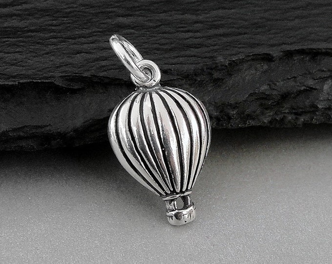 Hot Air Balloon Necklace, 925 Sterling Silver Hot Air Balloon Charm on a Silver Cable Chain, Ballooning Charm, Balloon Gift, Balloon Jewelry