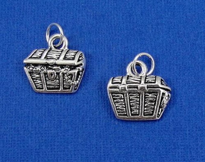 Treasure Chest Charm - Silver Plated Buried Treasure Charm for Necklace or Bracelet