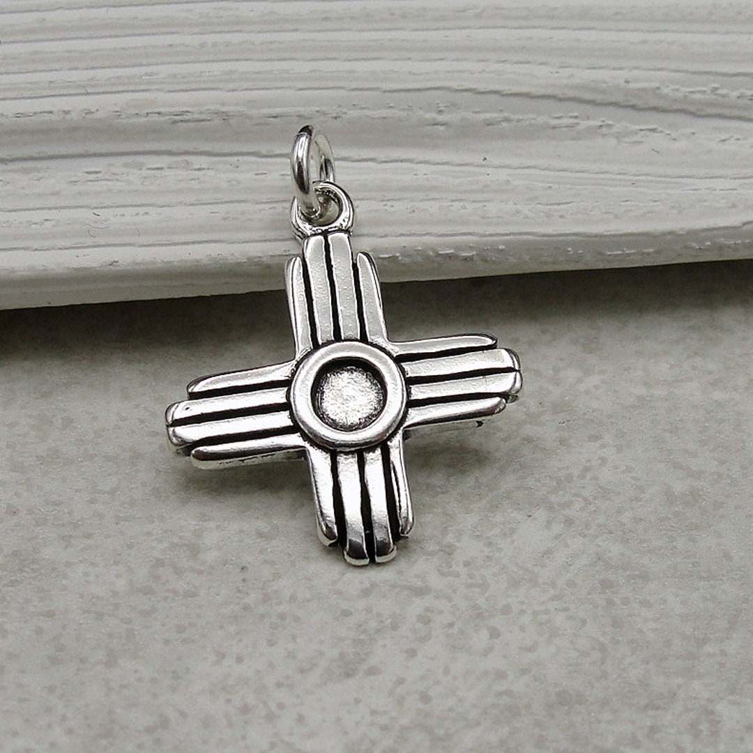 925 Sterling Silver Zia Symbol Charm, New Mexico Charm, Southwestern