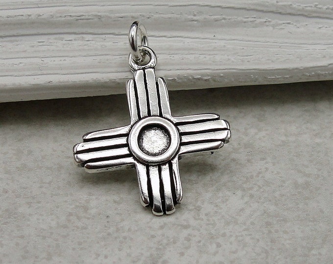 925 Sterling Silver Zia Symbol Charm, New Mexico Charm, Southwestern Charm, Sun Charm, Bracelet Charm, Necklace Charm, New Mexico Jewelry