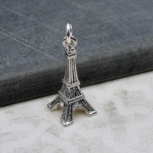 Silver Eiffel Tower Charm, 3D Eiffel Tower Necklace Charm, Paris Charm, France Charm, Travel Charm,  Eiffel Tower Gift, Eiffel Tower Jewelry