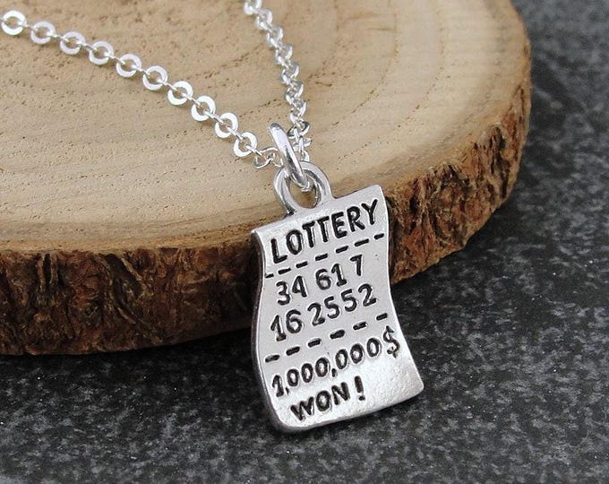 Lottery Ticket Necklace, Silver Plated Lottery Ticket Charm Necklace, Lottery Winner Charm, Lucky Lottery Necklace, Lottery Gift Jewelry