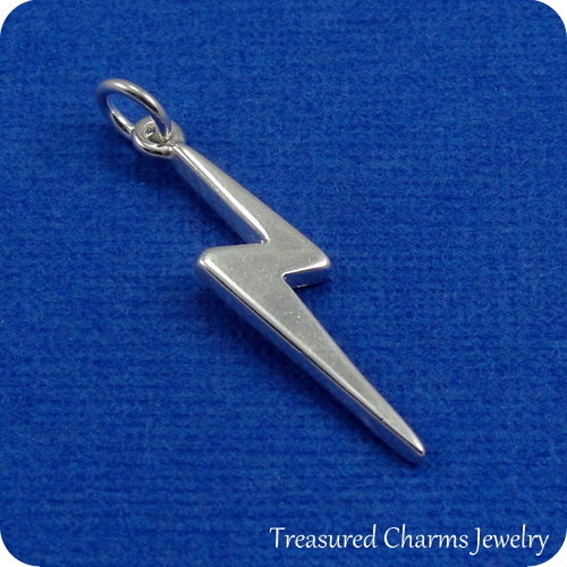 Lightning Bolt Charm Sterling Lightning Bolt Charm for Etsy