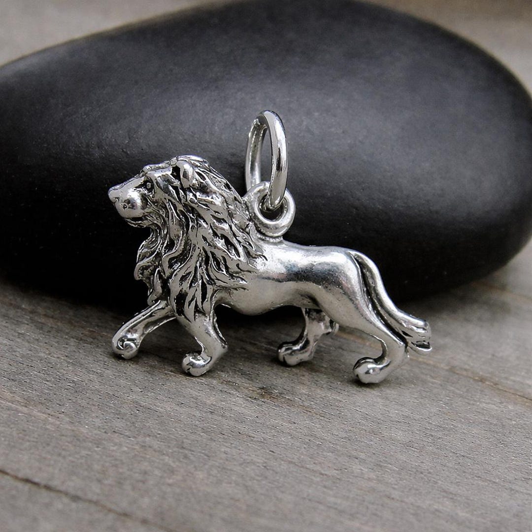 792199c01 Silver 3D Lion Charm for Necklace or Bracelet - Lion Pendant - Jungle ...