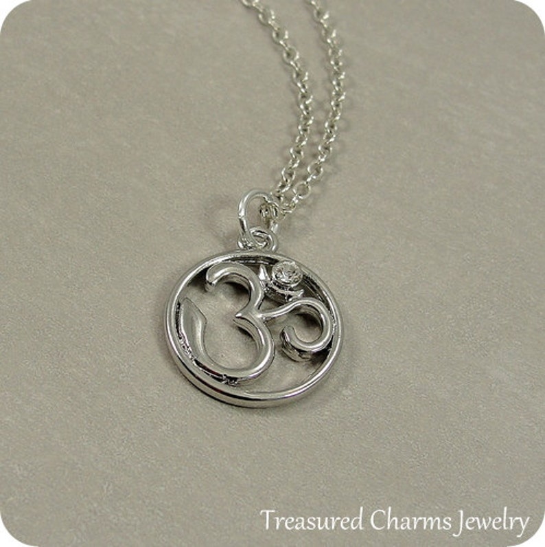 Om aum Symbol Necklace Silver Om Symbol Charm on a Silver - Etsy
