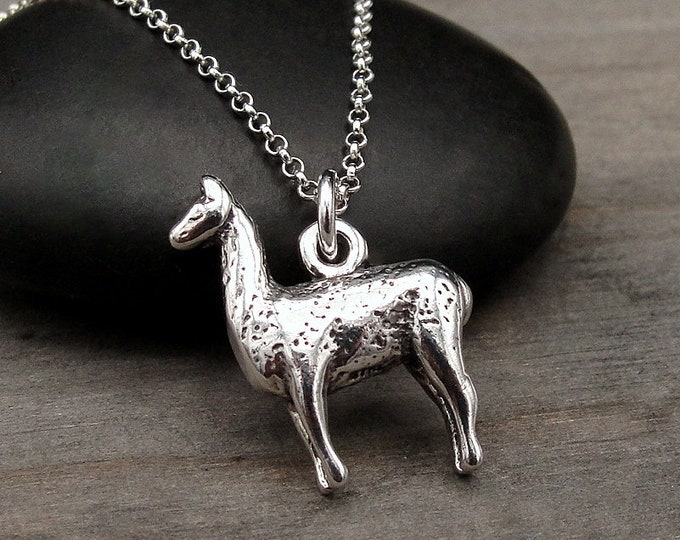 925 Sterling Silver Llama Necklace, 3D Llama Charm Necklace, Alpaca Charm Necklace, Farm Animal Charm, 925 Llama Necklace, Llama Gift