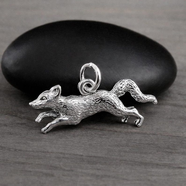 Running Fox Charm, Silver Fox Charm for Necklace or Bracelet, Coyote Charm, Coyote Necklace, Wild Animal Charm, Wildife Charm, Fox Gift image 2