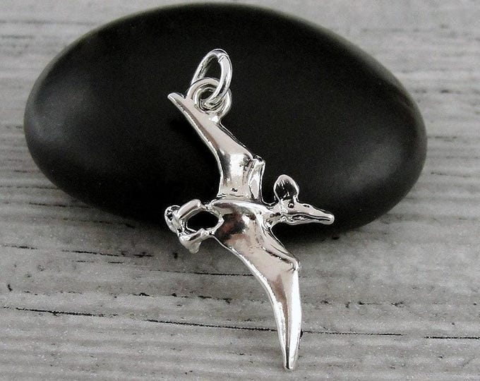Pterodactyl Charm, Silver Dinosaur Charm for Necklace or Bracelet, Pterodactyl Pendant, Dinosaur Gift, Dinosaur Jewelry
