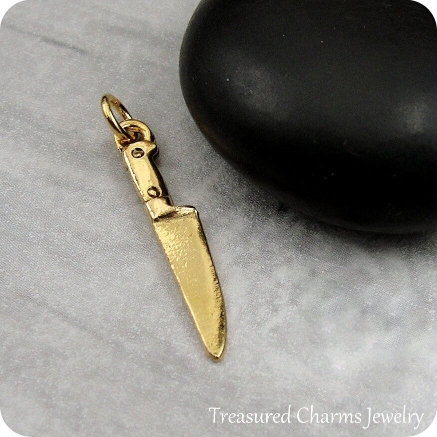 Miniature Knife Charm Gold Knife Charm for Necklace Chef Etsy