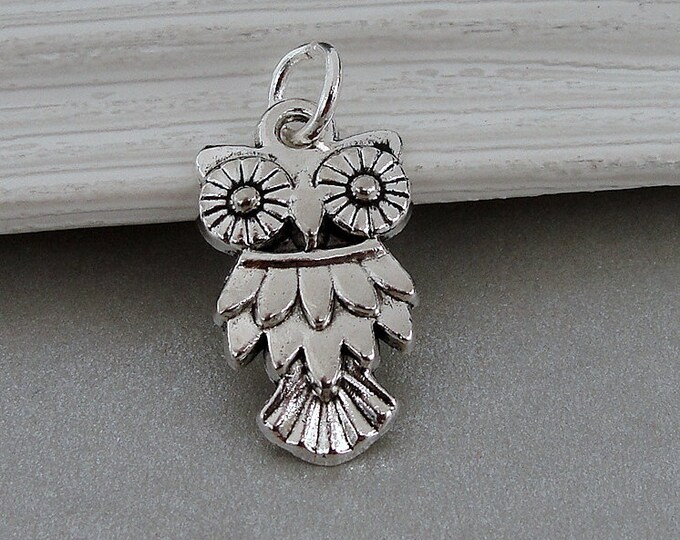 Owl Charm, Silver Night Bird Charm for Necklace or Bracelet, Owl Gift, Owl Jewelry