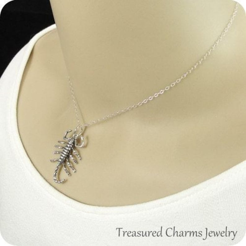 Scorpion Necklace, Sterling Silver Scorpion Charm on a Silver Cable Chain image 2