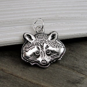 Raccoon Charm - Silver Raccoon Pendant for Necklace or Bracelet - Wildlife Charm - Trash Panda Charm - Raccoon Gift - Raccoon Jewelry