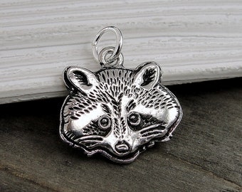 Raccoon Charm - Silver Raccoon Pendant for Necklace or Bracelet - Wildlife Charm - Trash Panda Charm - Raccoon Gift - Raccoon Jewelry