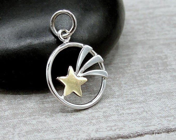 925 Sterling Silver Shooting Star Charm, Wish Upon a Star Charm, Celestial Charm, Celestial Stars Pendant, Galaxy Astronomy Jewelry