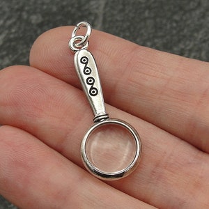 Silver Magnifying Glass Charm, Detective Necklace Charm, Private Investigator Charm, Private Eye Charm, Sherlock Holmes Charm, Spy Charm