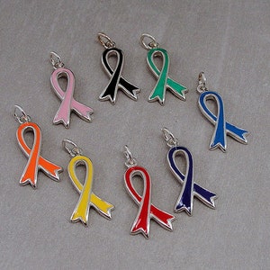 Orange Enamel Awareness Ribbon Charm Sterling Silver Orange Enamel Awareness Ribbon Charm Sterling Silver