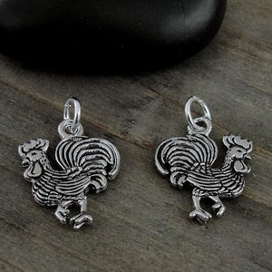 Rooster Charm, Silver Rooster Necklace Charm, Hen Charm, Farm Animal Charm, Rooster Pendant, Rooster GIft, Rooster Jewelry image 4