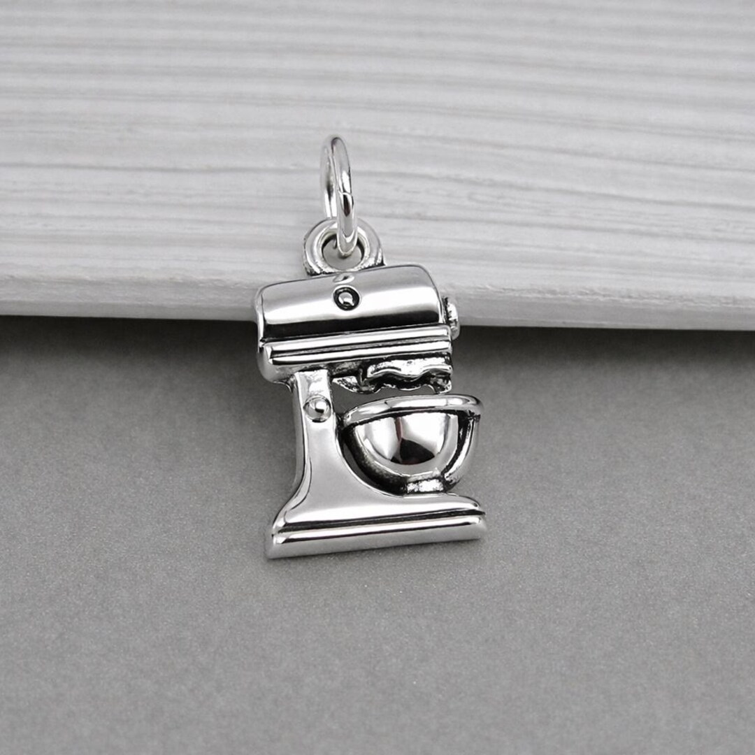 Silver Kitchen Mixer Charm for Necklace or Bracelet, Baking Pendant ...