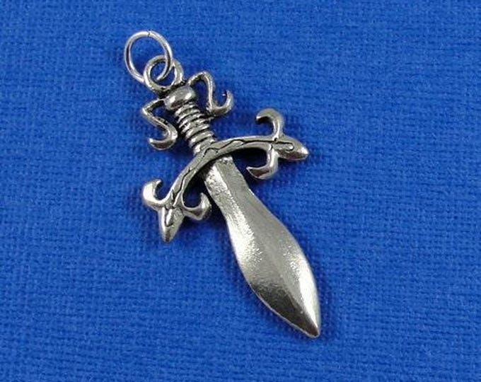 Dagger Sword Charm - Silver Plated Dagger Charm for Necklace or Bracelet