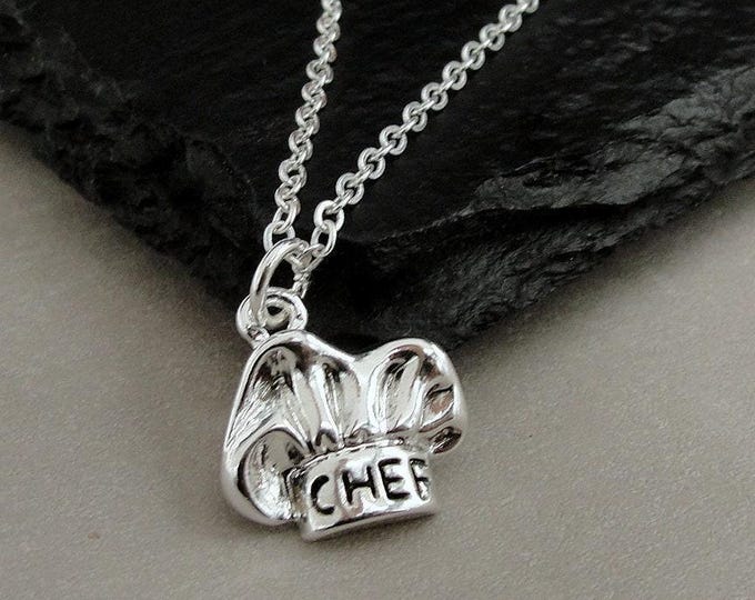 Chef Hat Necklace, Silver Plated Chef Hat Charm, Chef Necklace, Chef Charm, Baker's Necklace, Culinary School Gift, Gift for Chef