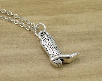 Cowboy Boot and Cowboy Hat Necklace Initial Letter Birthstone Silver Charm Pendant Customized Jewelry Gift Cowboy Boot and Cowboy Hat Necklace Initial Letter Birthstone Silver Charm Pendant Customized Jewelry Gift