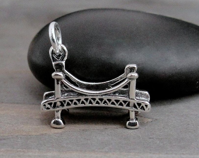 Bridge Charm, 925 Sterling Silver 3D Bridge Pendant for Necklace or Bracelet, San Francisco Charm, California Charm, California Souvenir