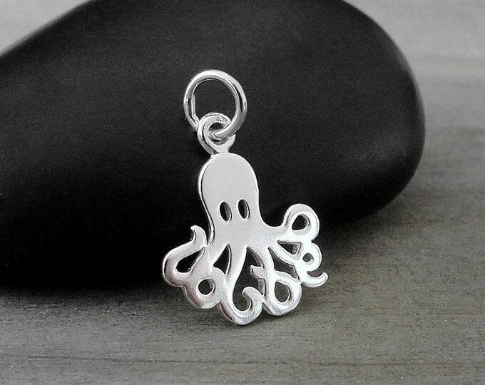 Octopus Charm, Sterling Silver Octopus Charm for Necklace or Bracelet, Octopus Pendant, Nautical Charm, Octopus Gift, Octopus Jewelry