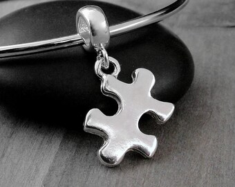 Autism Awareness Puzzle Charm - 925 Sterling Silver Bead For European Charm Bracelets (Pandora, Troll, Etc.)
