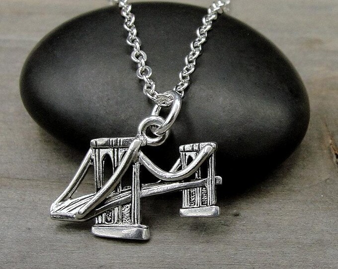 Brooklyn Bridge Necklace, Silver Brooklyn Bridge Charm, New York Necklace, Bridge Pendant, Golden Gate Bridge Charm Necklace, Bridge Jewelry
