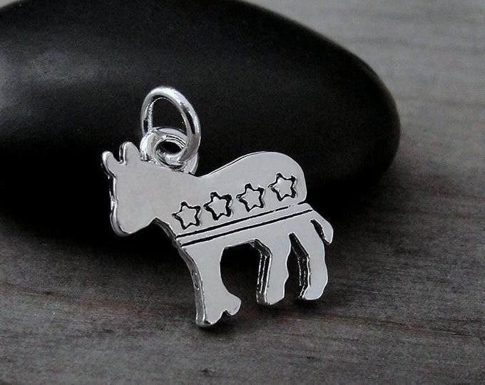 Democrat Donkey Charm, Silver Democrat Charm for Necklace or Bracelet, Liberal Party Charm, Democrat Necklace, Democrat Gift Jewelry