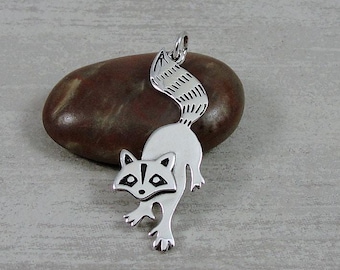 Sterling Silver Raccoon Charm, Raccoon Pendant for Necklace or Bracelet, 925 Raccoon Charm, Fox Charm, Raccoon Gift, Raccoon Jewelry