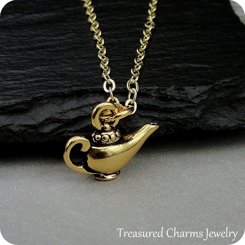 Aladdins Lamp Necklace Gold Magic Lamp Necklace Aladdin Lamp Etsy