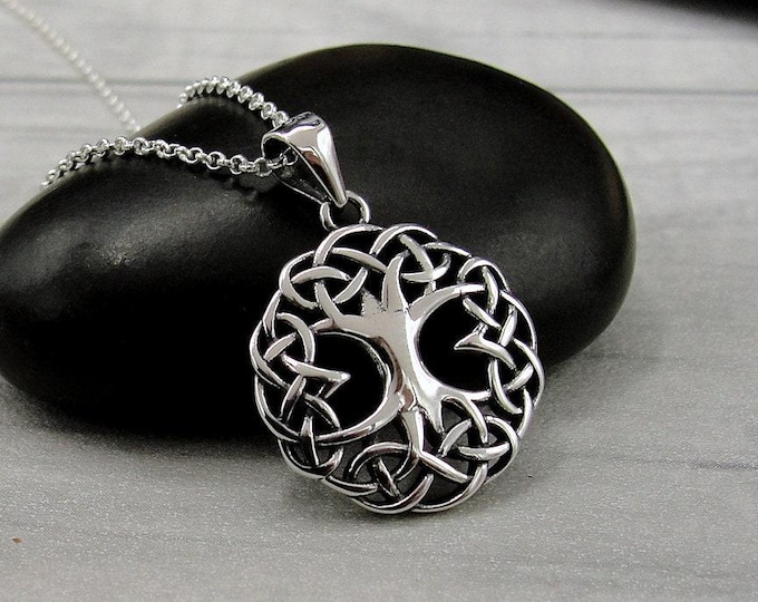 925 Sterling Silver Celtic Tree of Life Necklace, Celtic Tree Charm Necklace, Celtic Family Tree Charm Necklace, Celtic Gift Jewelry